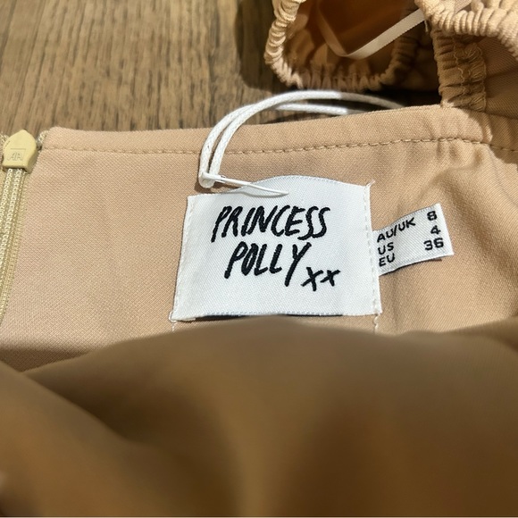 PRINCESS POLLY LILLIE LONG SLEEVE MINI DRESS BEIGE - Picture 3 of 5